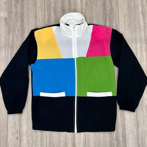 Teddi Sport Women's Multicolor Colorblock Full Zip Windbreaker Jacket Size Small